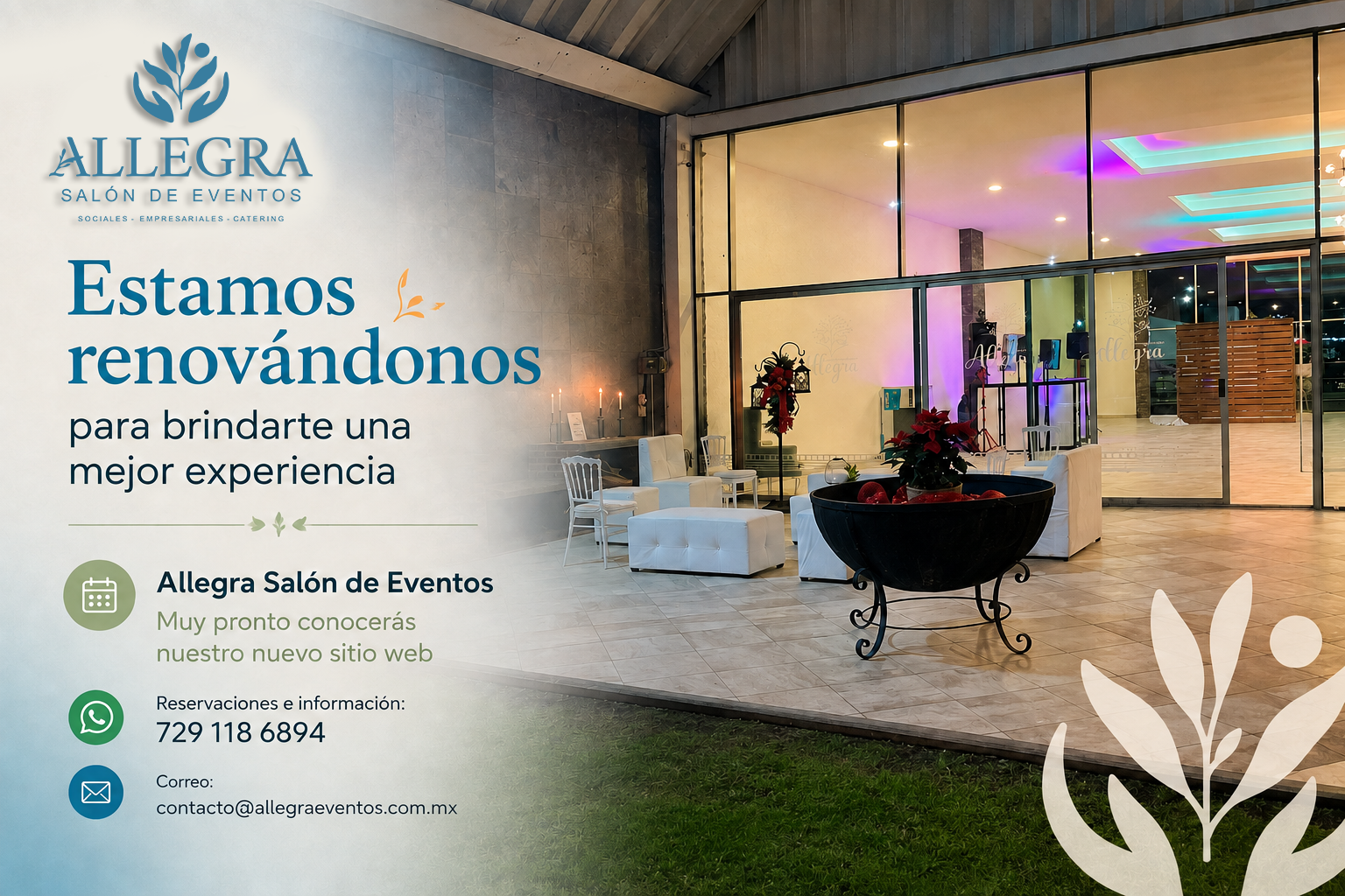 Allegra Salón de Eventos - Estamos renovándonos para brindarte una mejor experiencia